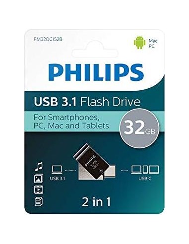 Philips 2 in 1 Black        32GB OTG USB C + USB 3.1