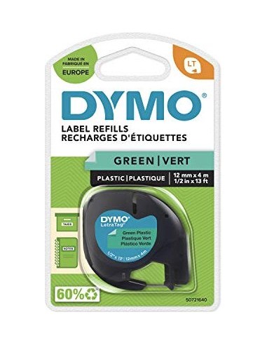 Dymo LetraTag Green Plastic 12 mm x 4 m