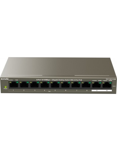 Tenda TEF1110P-8-102W Fast Ethernet (10/100) Grey Power over Ethernet (PoE)