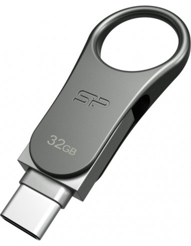 Silicon Power Mobile C80 USB flash drive 32 GB USB Type-A / USB Type-C 3.0 (3.1 Gen 1) Titanium