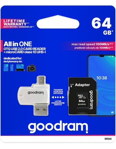 Goodram  All in one  M1A4-0640R12 memory card 64 GB MicroSDXC Class 10 UHS-I +  The card reader