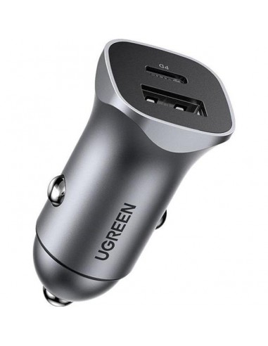 UGREEN USB-C PD+USB-A QC 24W Fast Car Charger Gray