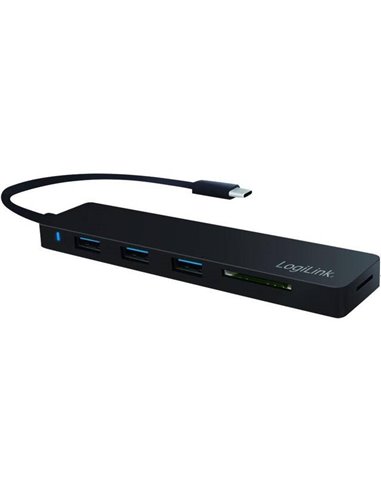 LogiLink Very flat USB 3.2 Gen 1x1 USB-C, 3-port hub & card reader UA0312