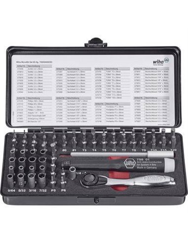 Wiha 65pc micro bit set in steel case