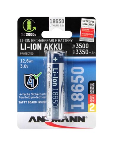 Ansmann Li-Ion 18650 3500mAh 3.6V Battery 12.6Wh 1307-0001