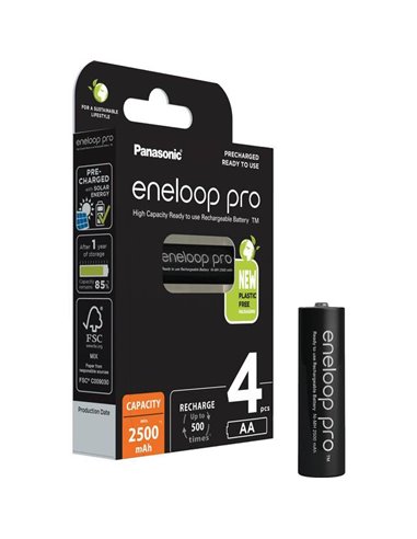 1x4 Panasonic Eneloop Pro Mignon 2500mAh AA NiMH BK-3HCDE/4BE