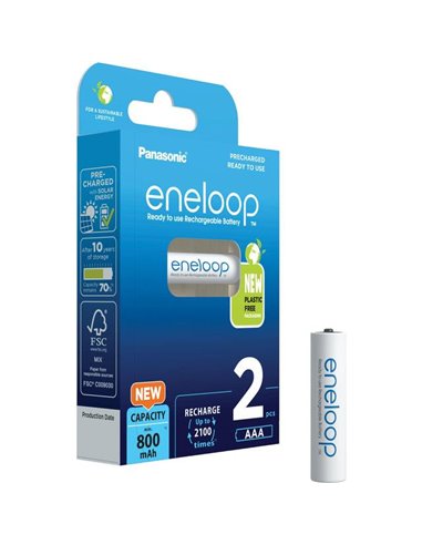 1x2 Panasonic Eneloop Micro AAA 800mAh NiMH BK-4MCDE/2BE