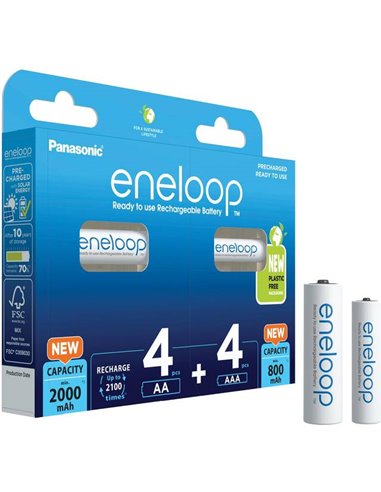 2x4 Panasonic Eneloop Combo Pack 4xAA + 4xAAA Batteries BK-KJMCDE44E