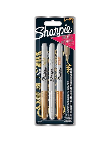 1x3 Sharpie Metallic Marker F Gold/Silver/Bronze