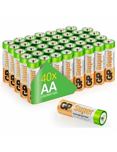 1x40 GP Super Alkaline AA Mignon Batteries Blister 030E15AS40-2