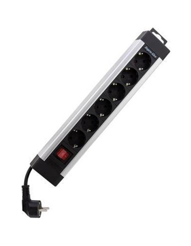 REV power strip 6-way 2.4m Supraline with switch silver