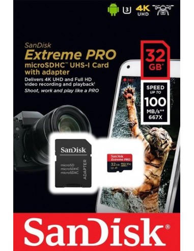 SanDisk Extreme PRO microSDHC 32GB Memory Card (SDSQXCG-032G-GN6MA)