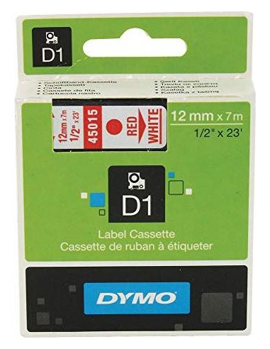 Dymo D1 12mm Red/White labels 45015