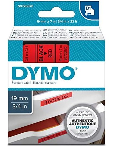 Dymo D1 Schriftband 19 mm x 7 m black to red