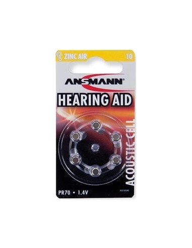 1x6 Ansmann Zinc-Air 10 (PR 70) Hearing Aid Batteries