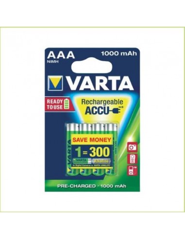 1x4 Varta Rechargeable Accu AAA Ready2Use NiMH 1000 mAh Micro