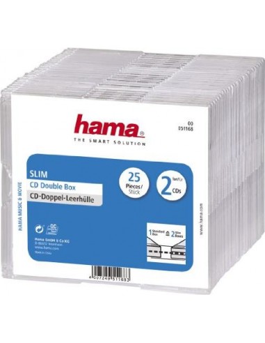 1x25 Hama CD Jewel Case Slim Double                51168