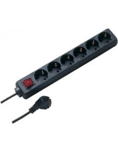 REV Socket line    6-fold 1,4 m with switch   black