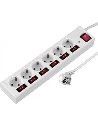 Hama Socket Line 6-fold white turnable, single switchable