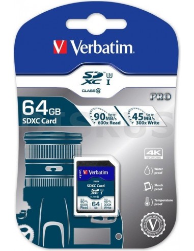 Verbatim SDXC Card Pro 64GB Class 10 UHS-I