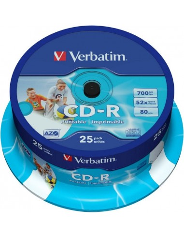 1x25 Verbatim CD-R 80 / 700MB 52x Speed, Data Life plus print.