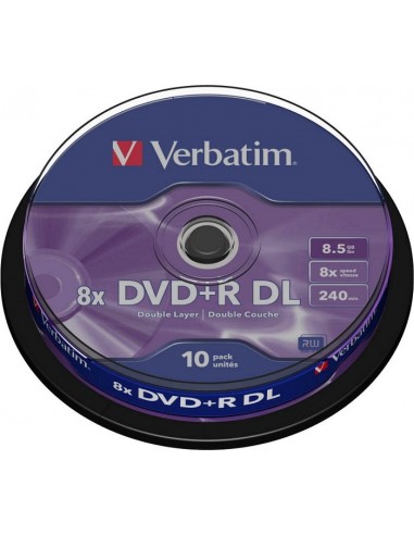 1x10 Verbatim DVD+R Double Layer 8x Speed, 8,5GB matt silver