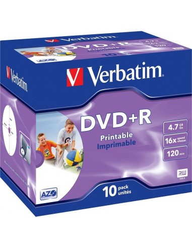 1x10 Verbatim DVD+R 4,7GB Jewel 16x Speed, printable