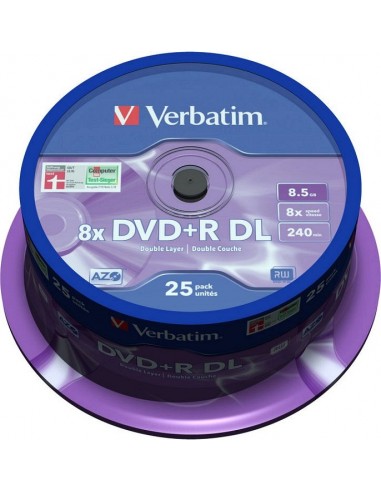 1x25 Verbatim DVD+R Double Layer 8x Speed, 8,5GB matt silver