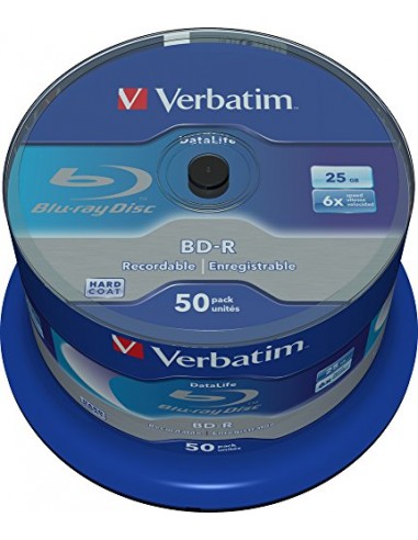 1x50 Verbatim BD-R Blu-Ray 25GB 6x Speed Datalife No-ID Cakebox