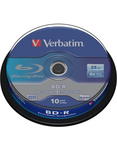 1x10 Verbatim BD-R Blu-Ray 25GB 6x Speed, white blue Cakebox