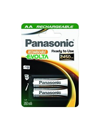 1x2 Panasonic Akku NiMH Mignon AA 2450 mAh Rechargeable Evolta