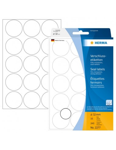 Herma Seal Labels transparent 32 16 Sheets 111x170 240 pcs. 2277