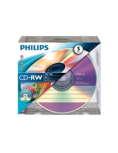 1x5 Philips CD-RW 80Min 700MB 4-12x SL Colour